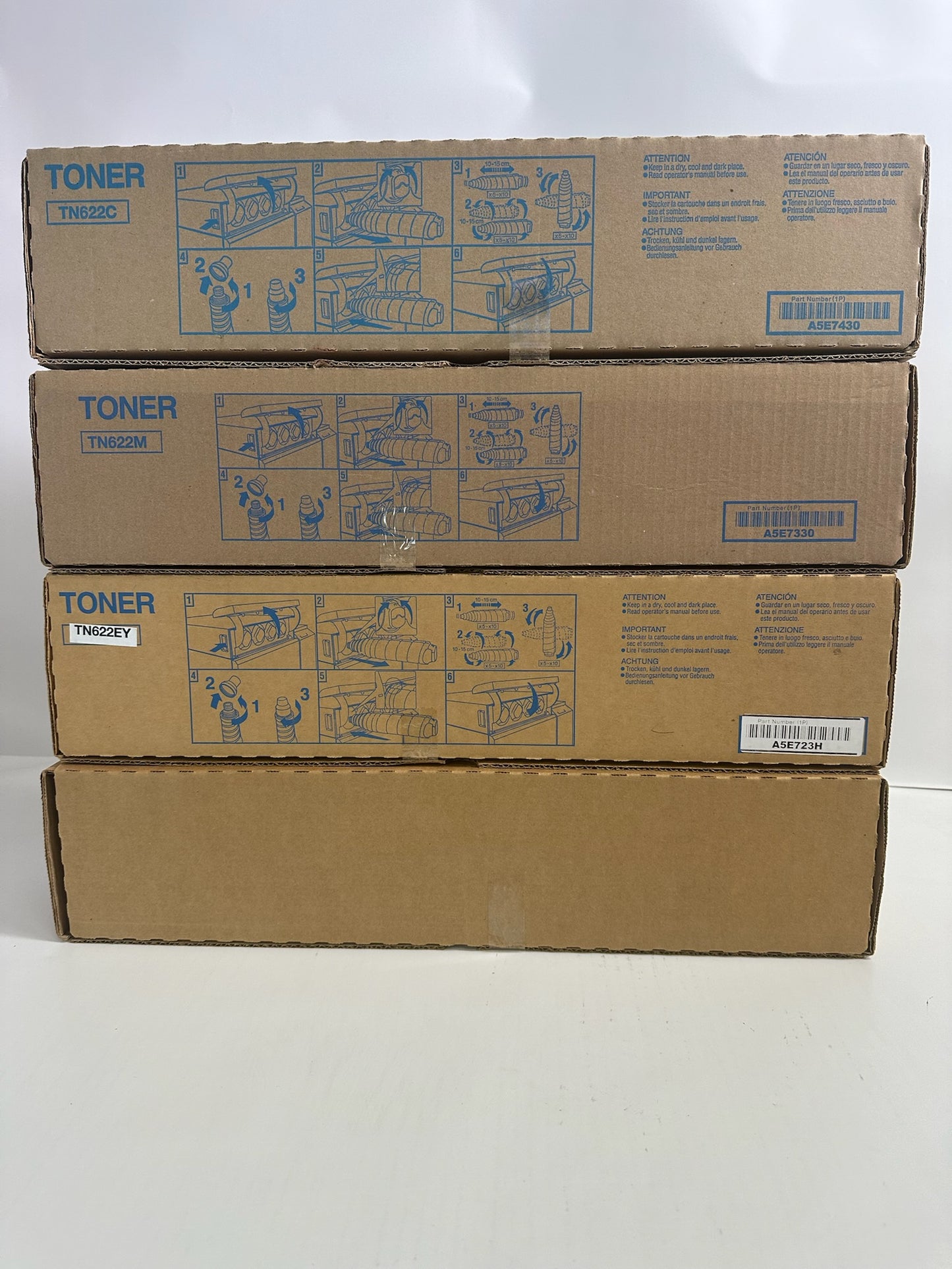 4 Genuine Konica Minolta bizhub Press C1085,C1100 CMYK Toner Cartridges TN622