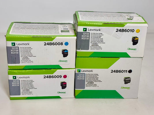 4 OEM Lexmark C2132,XC2130,XC2132 CMYK Toners 24B6008,24B6009,24B6010,24B6011