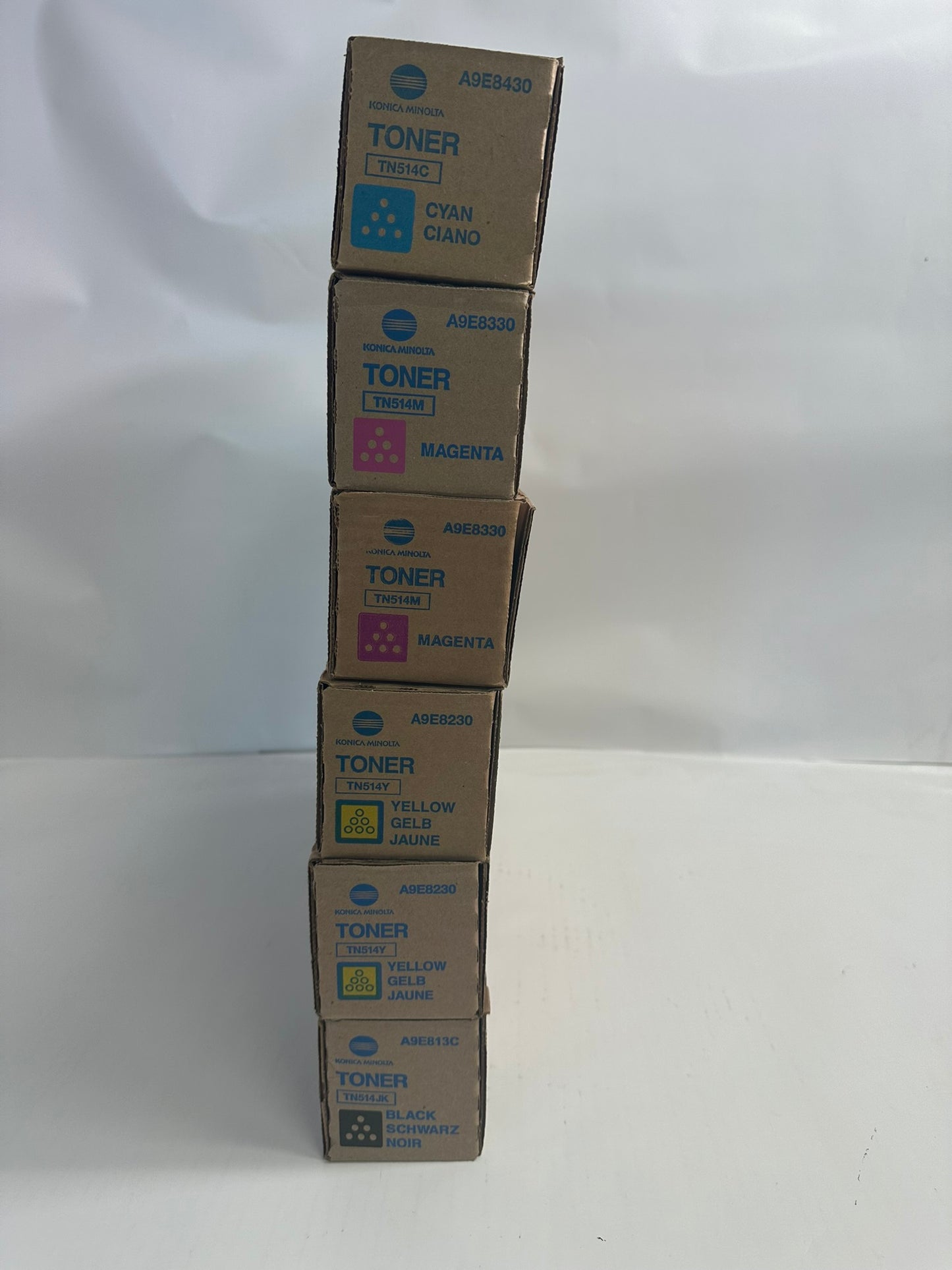 6 Genuine Konica Bizhub C458,C558,C658 CMMYYK Toners TN514(TN514 CMY, TN514JK)