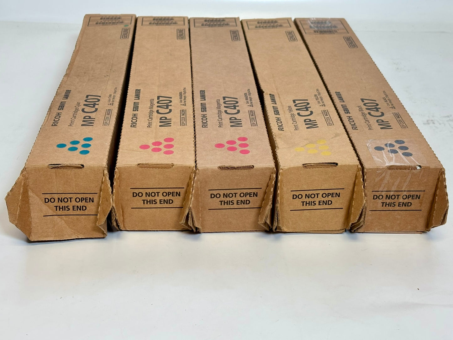 5 Genuine Ricoh MP C407 CMMYK Toner Cartridges 842207, 842208, 842209, 842210