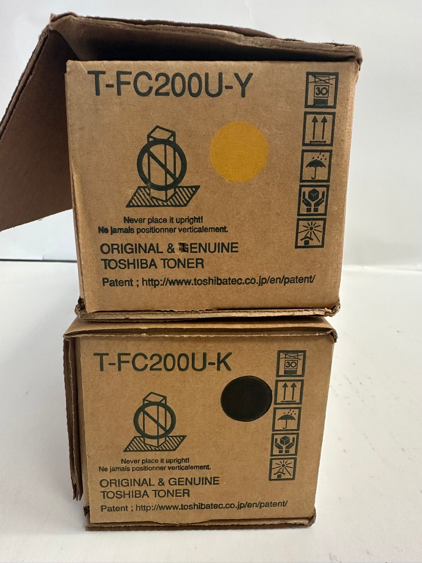 2 OEM Toshiba e-STUDIO 2000AC,2500AC YK Toner T-FC200U-Y, T-FC200U-K (Open Yel)