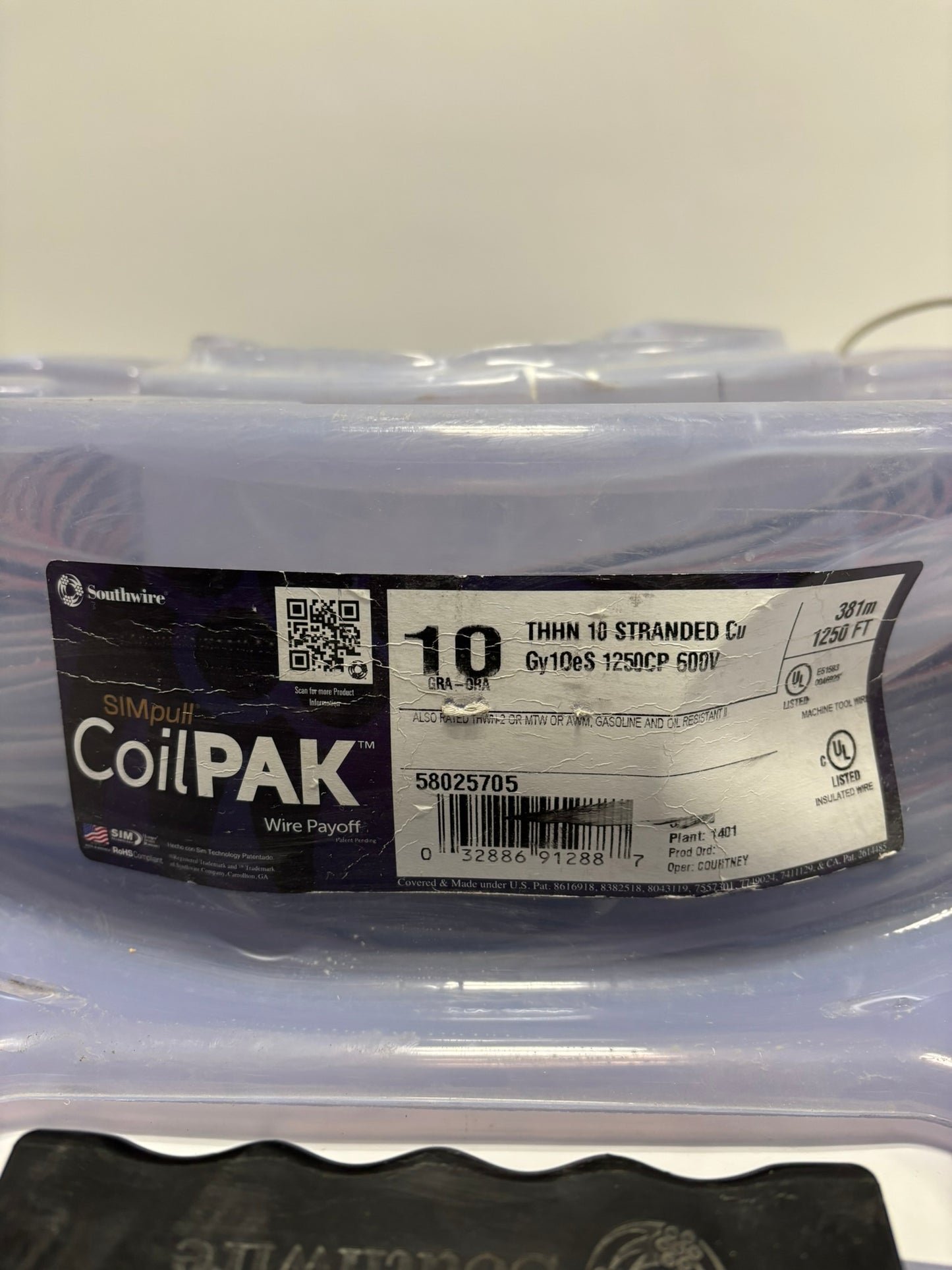 SouthWire CoilPAK 10 Gray Orange THHN 600V 807Ft 246m 58025705