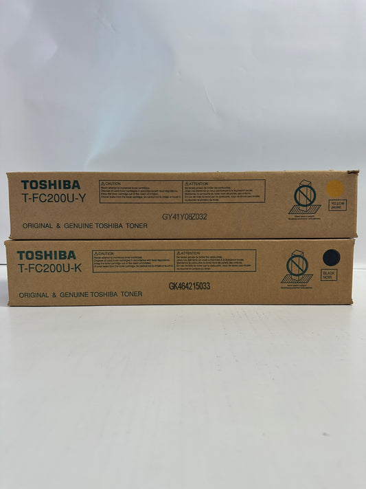 2 OEM Toshiba e-STUDIO 2000AC,2500AC YK Toner T-FC200U-Y, T-FC200U-K (Open Yel)
