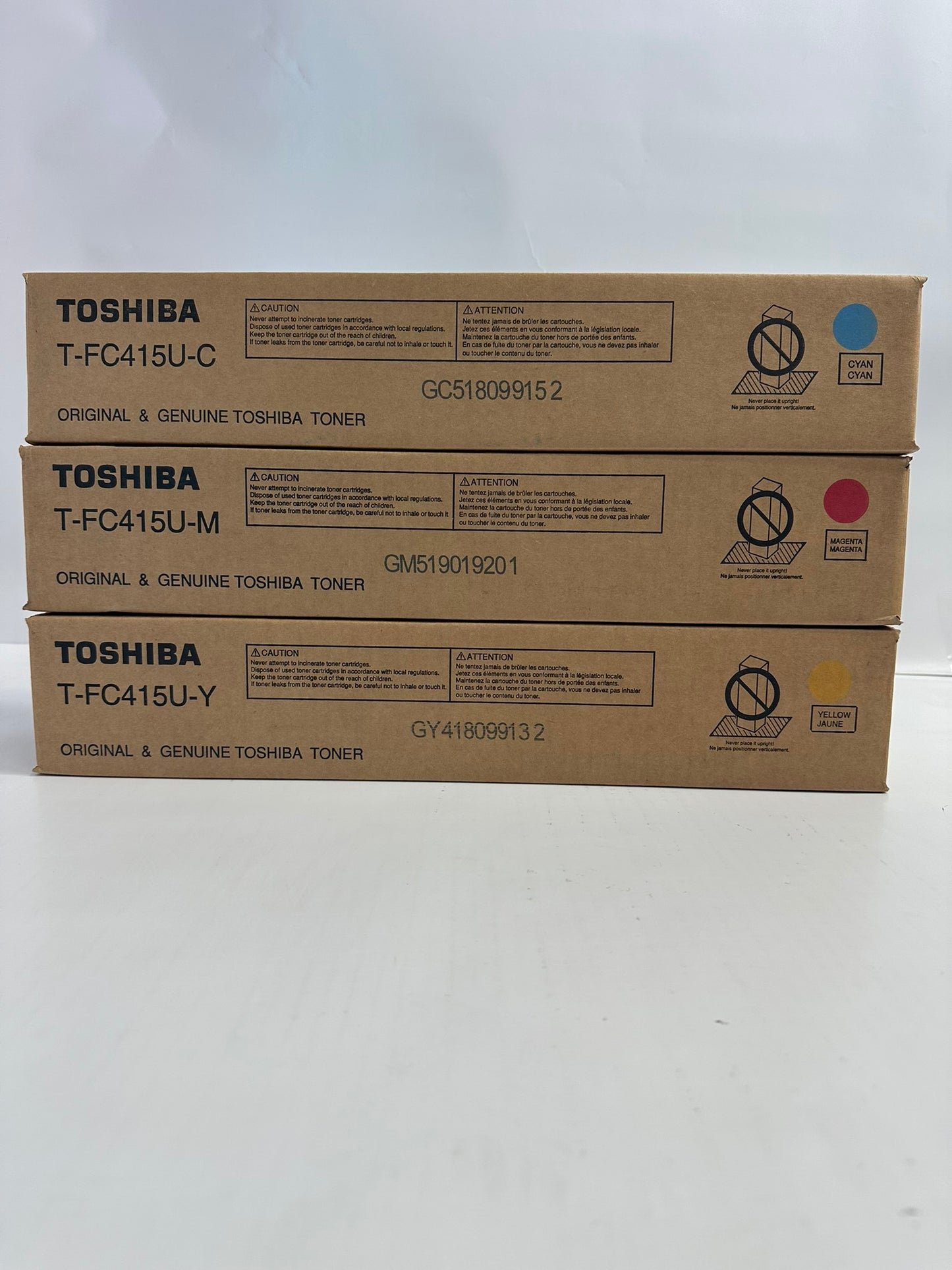 3 New Genuine Toshiba E Studio 2515AC,3015AC CMY Toners T-FC415U (No Black)
