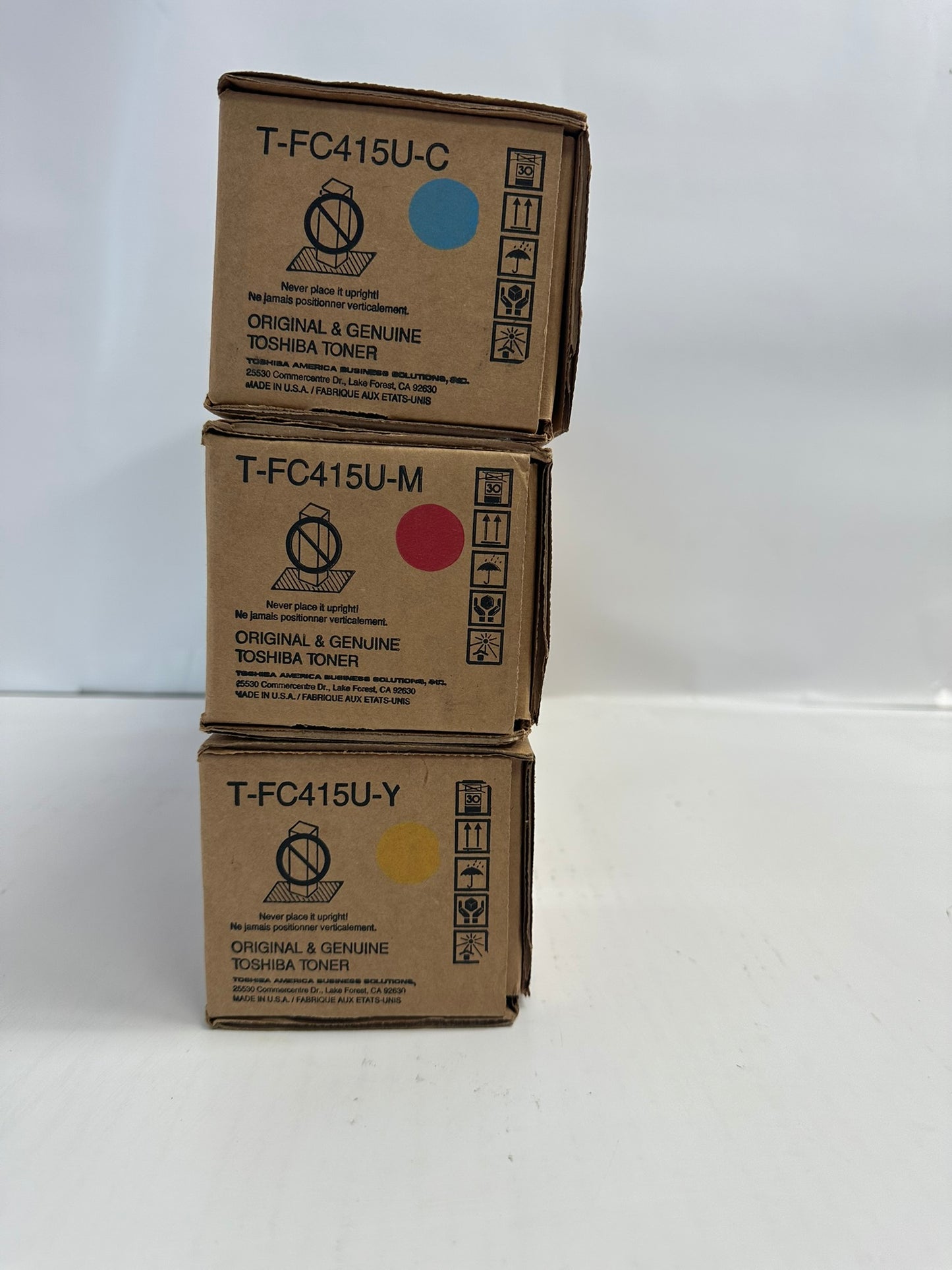 3 New Genuine Toshiba E Studio 2515AC,3015AC CMY Toners T-FC415U (No Black)