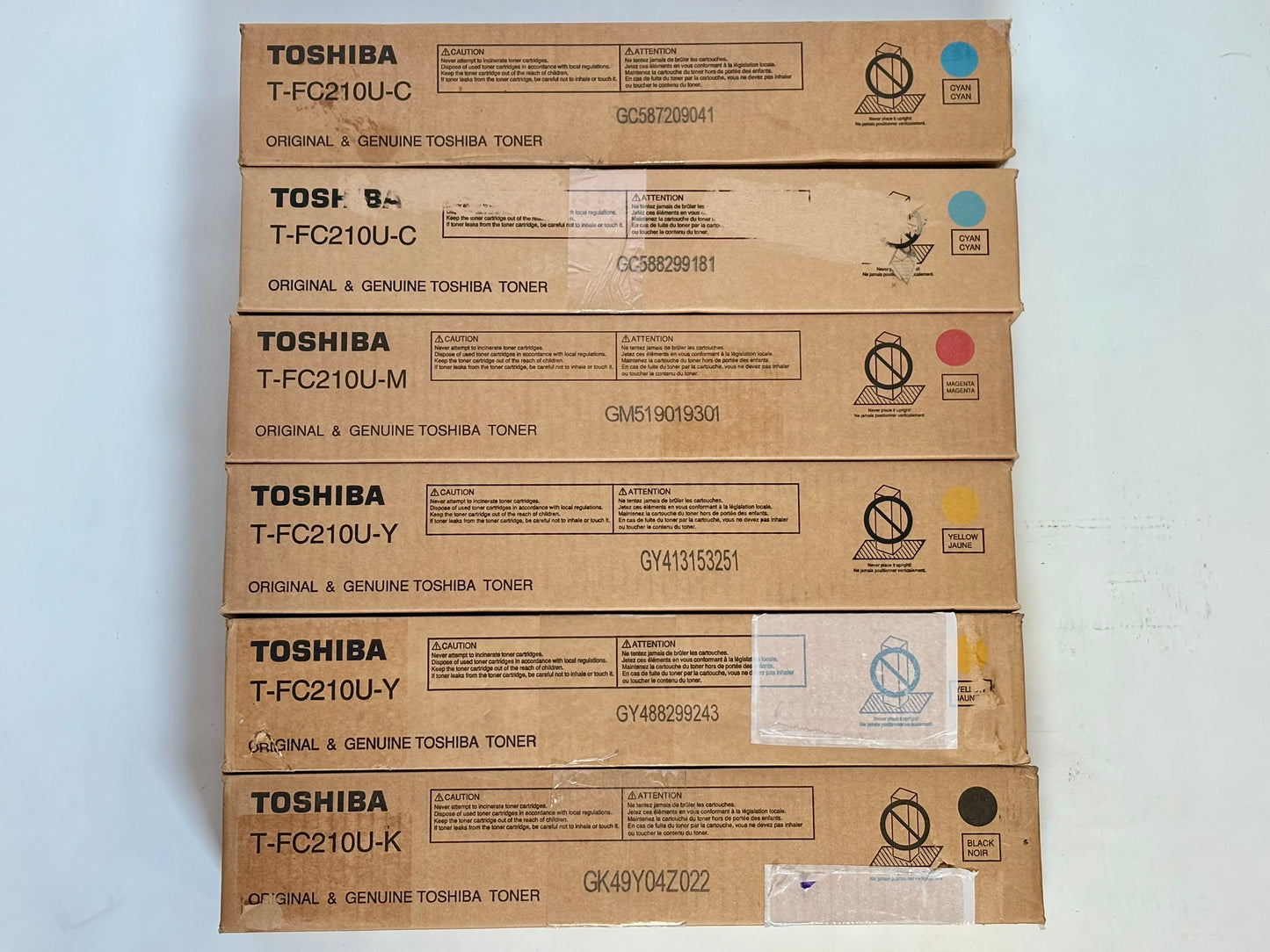 6 Cosmetic OEM Toshiba e-STUDIO 2010AC,2510AC CCMYYK Toner Cartridges T-FC210U