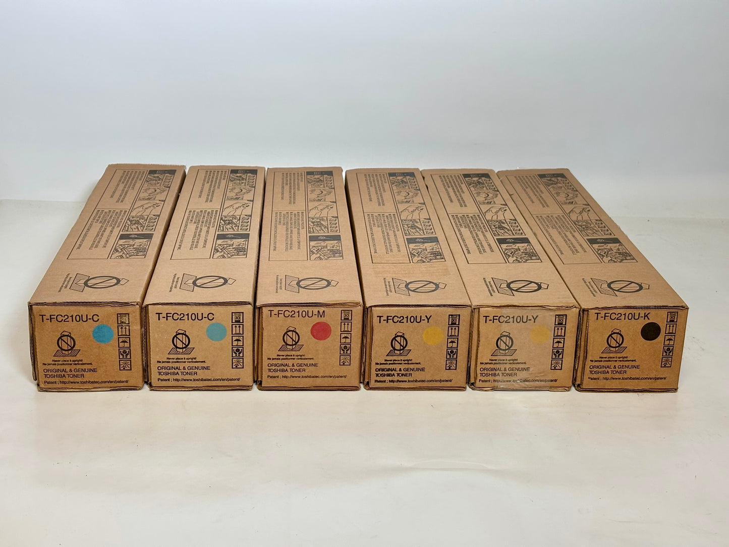6 Cosmetic OEM Toshiba e-STUDIO 2010AC,2510AC CCMYYK Toner Cartridges T-FC210U