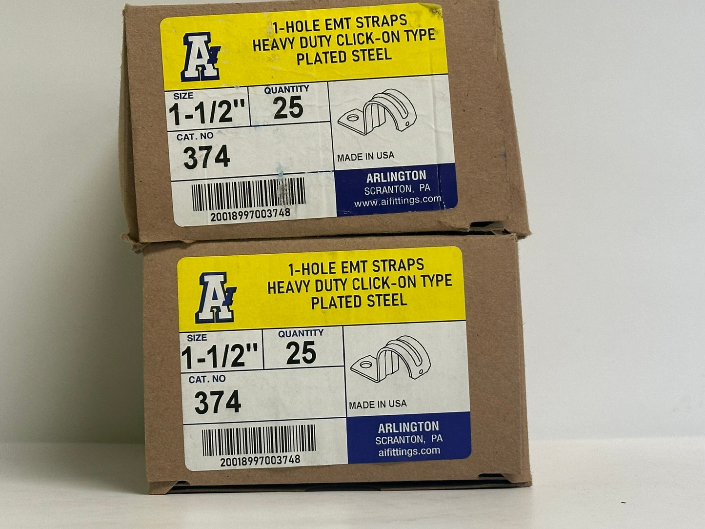 50 PK Arlington (374) 1-Hole EMT Straps Heavy Duty Click-On Type Plated Steel