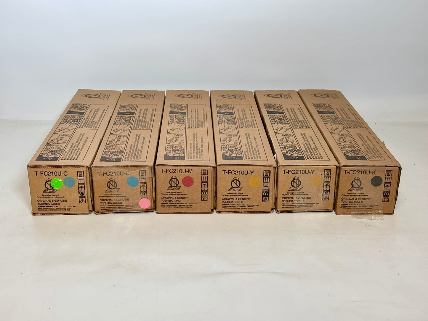 6 Cosmetic OEM Toshiba e-STUDIO 2010AC,2510AC CCMYYK Toner Cartridges T-FC210U