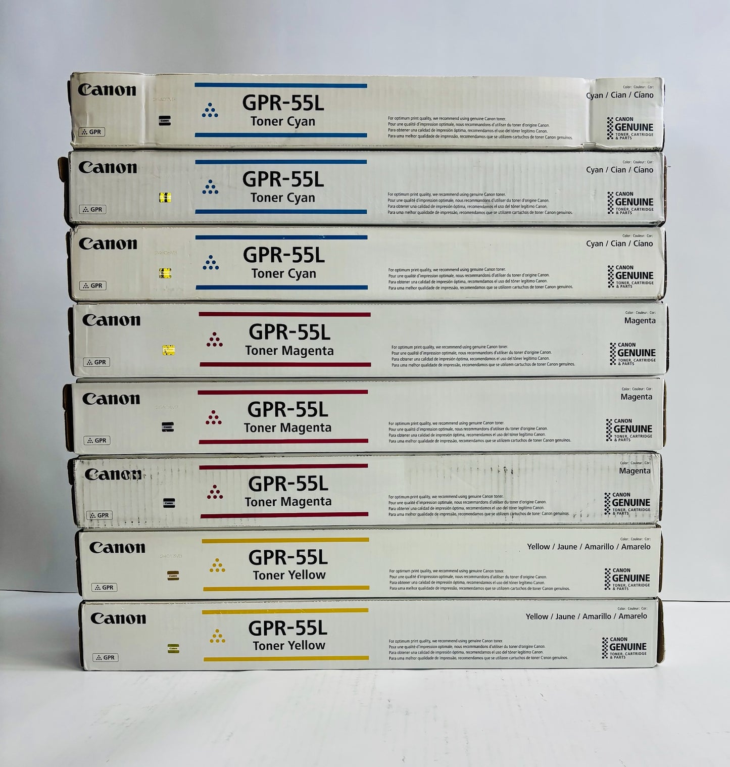 8 Genuine Canon iRAC5535i,C5535i II Cyan Mag. & Yellow Toners GPR-55L CCCMMMYY