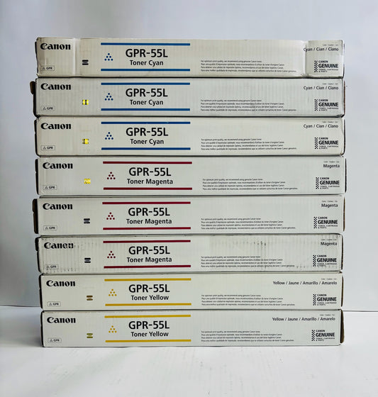 8 Genuine Canon iRAC5535i,C5535i II Cyan Mag. & Yellow Toners GPR-55L CCCMMMYY