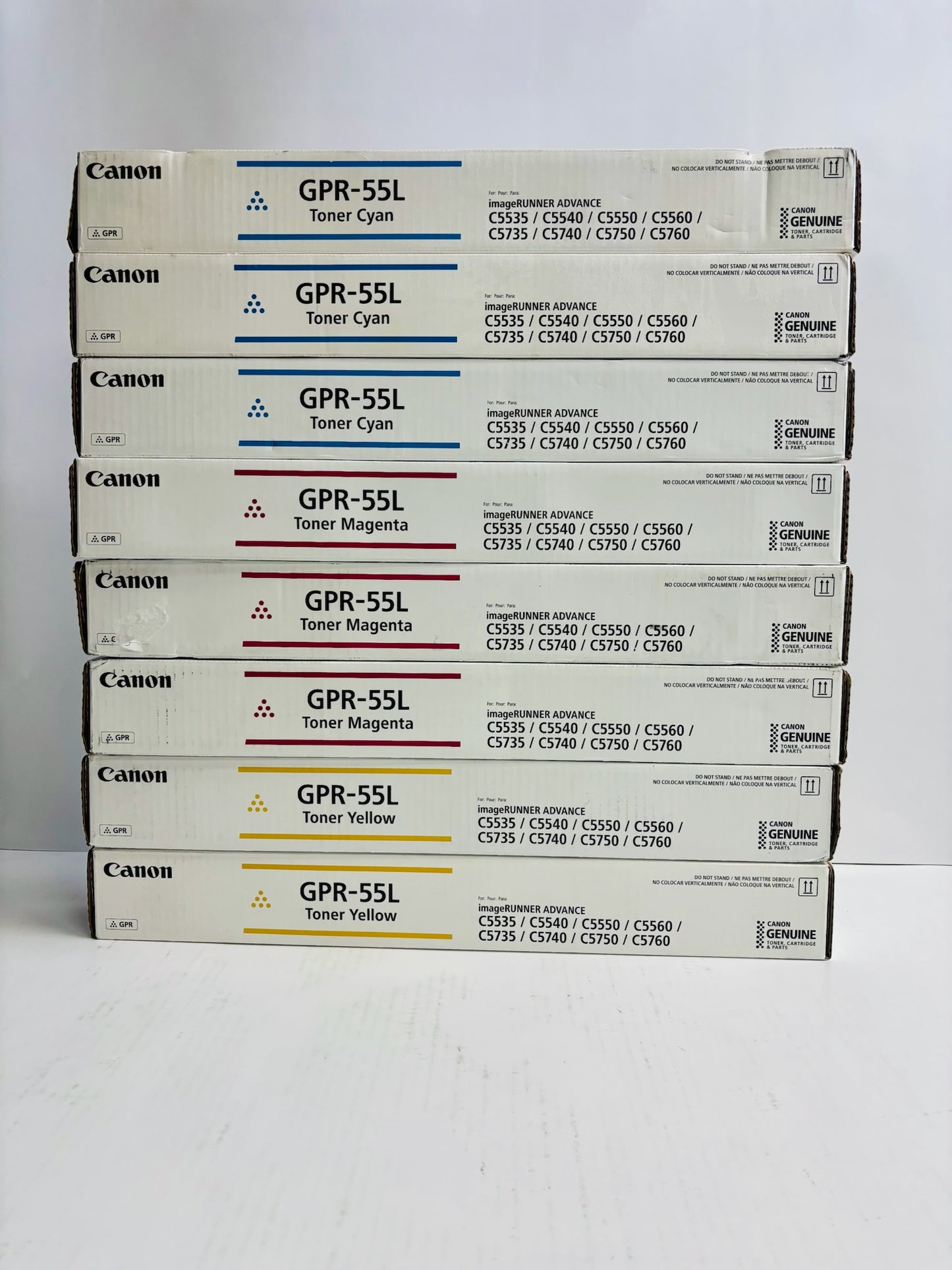8 Genuine Canon iRAC5535i,C5535i II Cyan Mag. & Yellow Toners GPR-55L CCCMMMYY