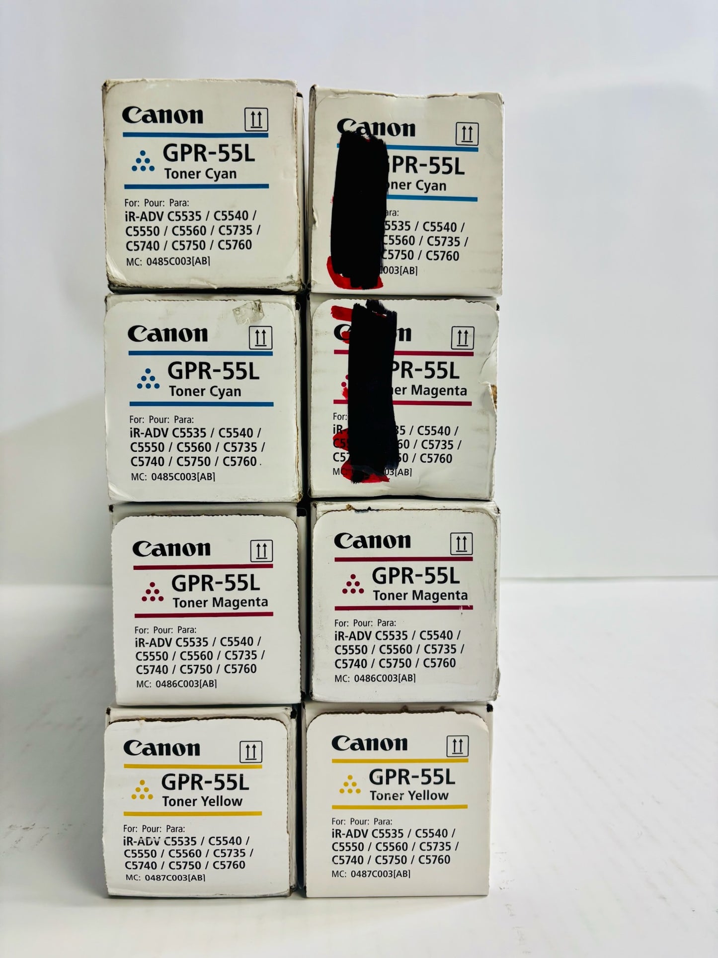 8 Genuine Canon iRAC5535i,C5535i II Cyan Mag. & Yellow Toners GPR-55L CCCMMMYY