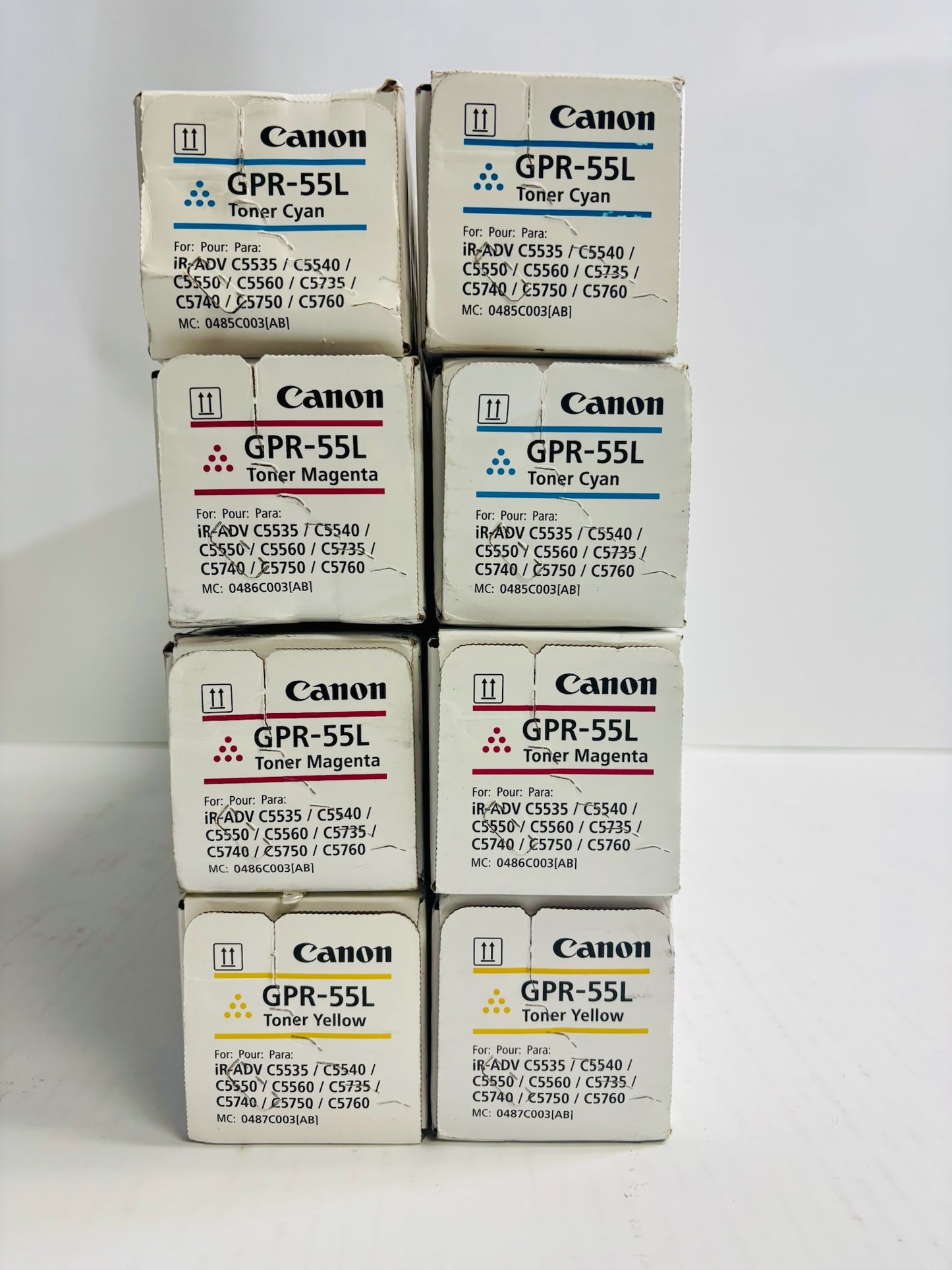 8 Genuine Canon iRAC5535i,C5535i II Cyan Mag. & Yellow Toners GPR-55L CCCMMMYY