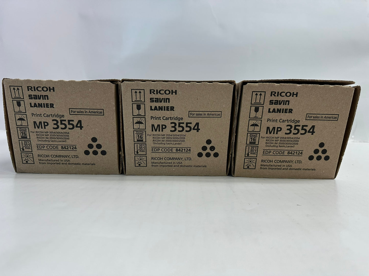 3 New Genuine Ricoh,Savin,Lanier MP3554,MP2554SP Black Toners 842124