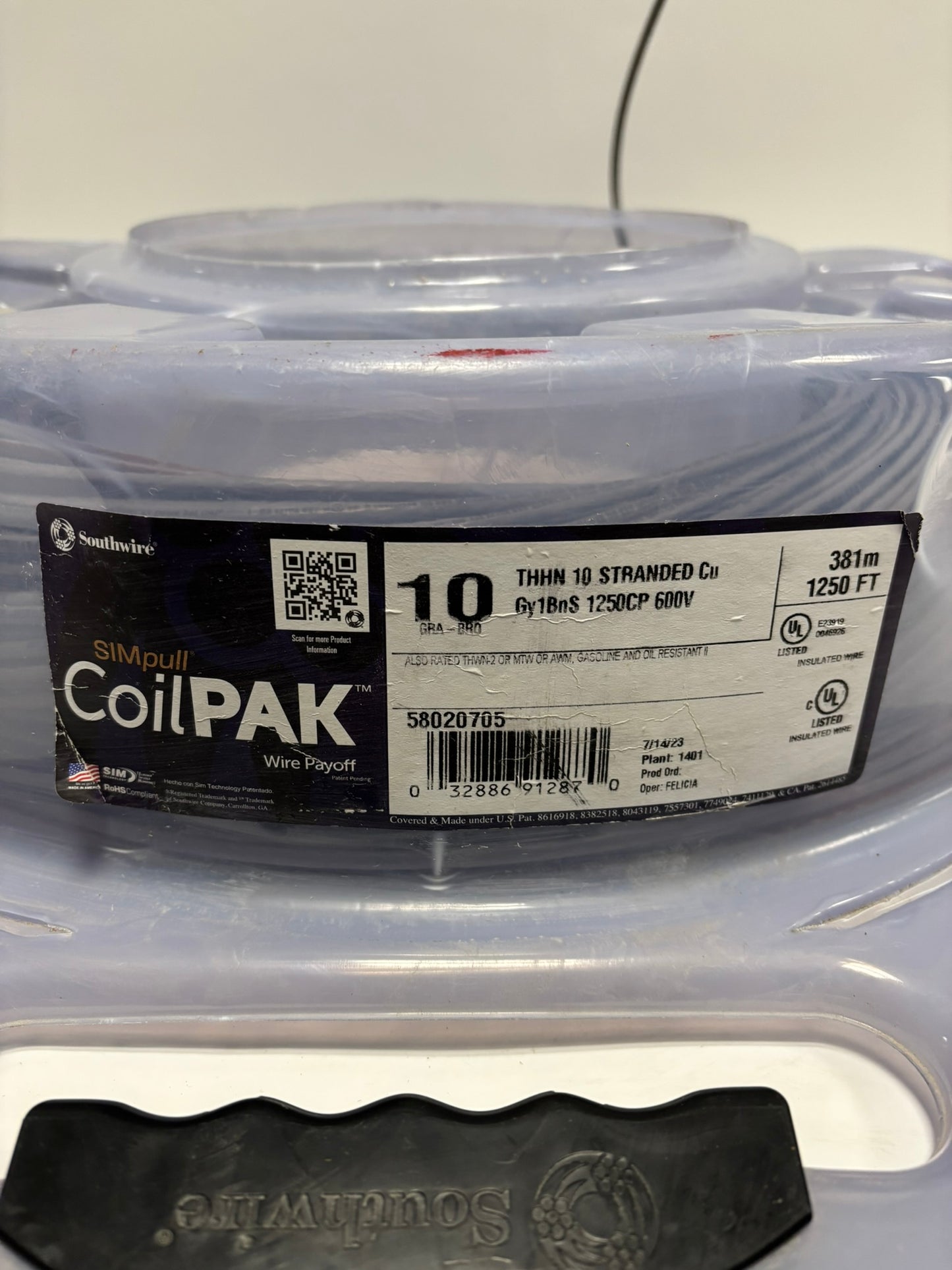 SouthWire CoilPAK 10 Gray Brown THHN 600V 1007Ft 307m 58020705