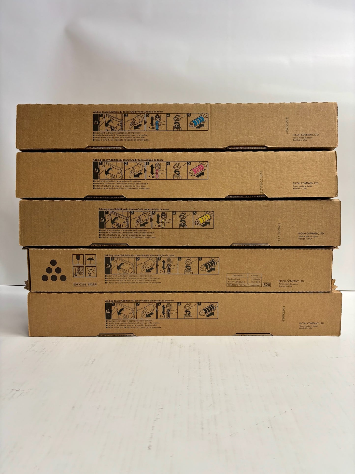 5 Genuine Ricoh IMC3500,C3000 CMYKK Toners 842251,842252,842253,842254