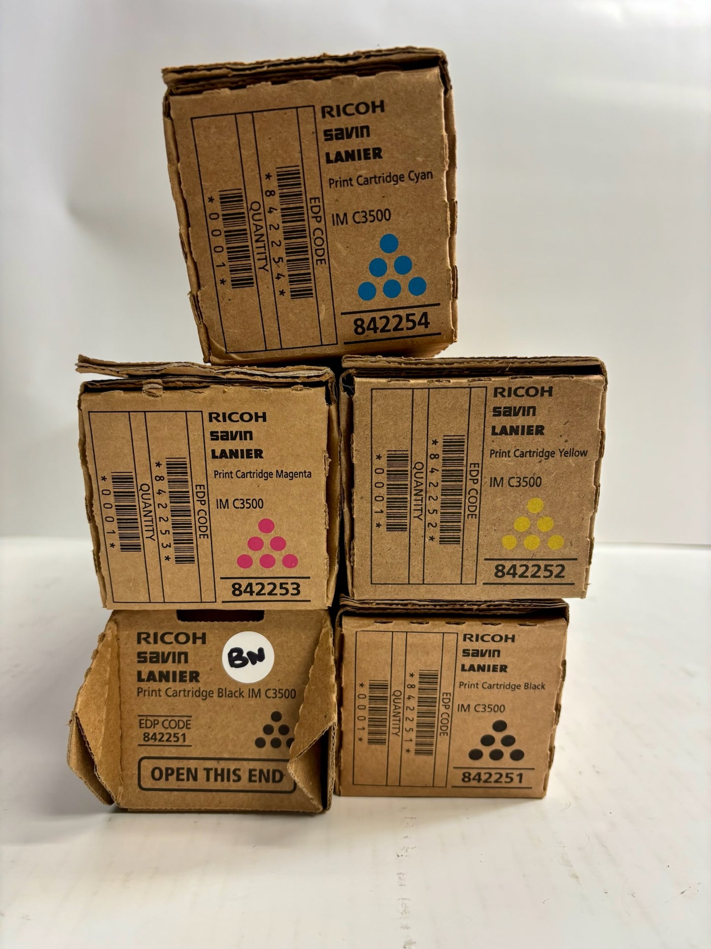 5 Genuine Ricoh IMC3500,C3000 CMYKK Toners 842251,842252,842253,842254