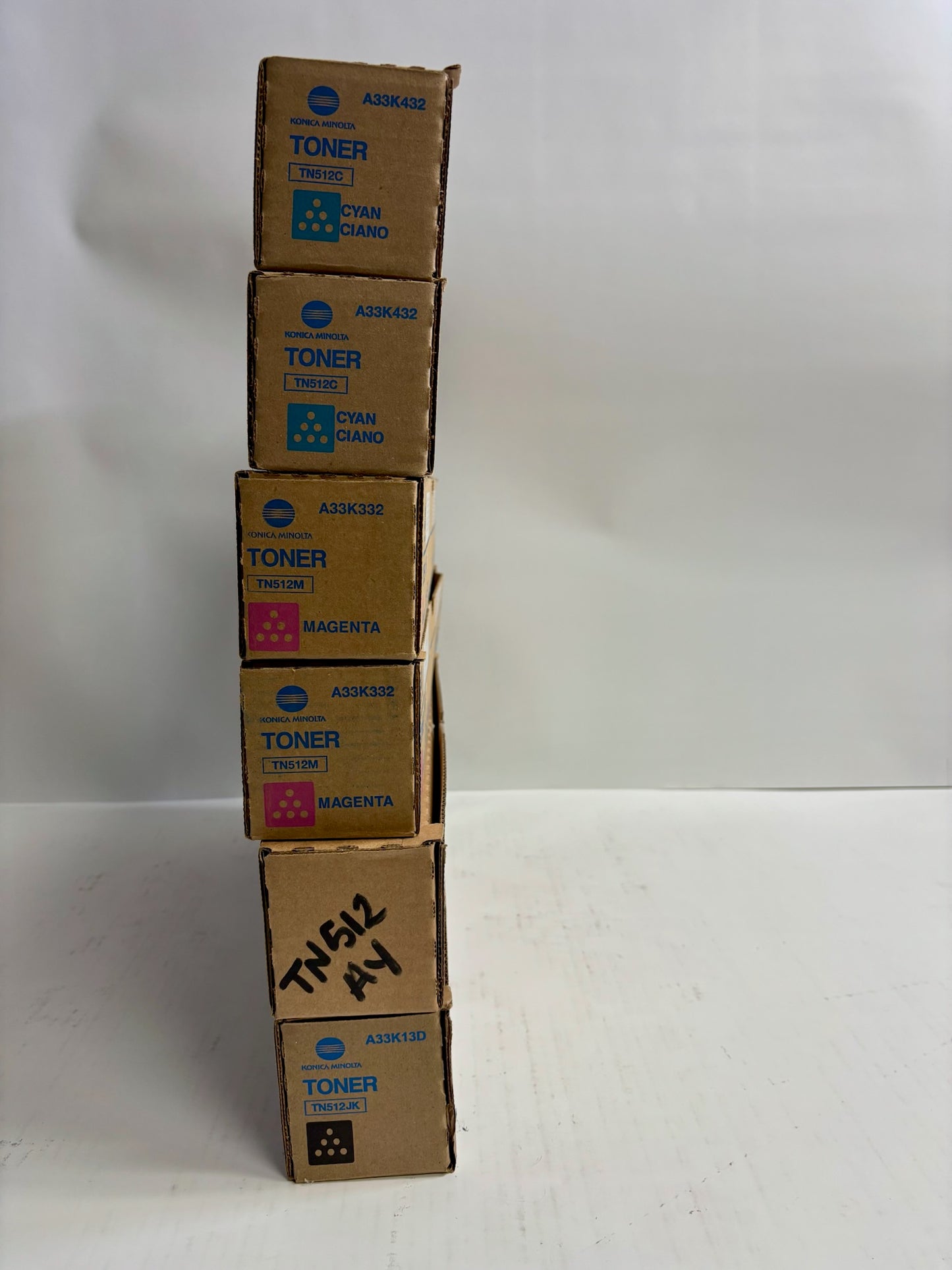 6 Genuine Konica BH C454,C454e,C554,C554e TN512 CCMMYK Toners TN512AY, TN512JK