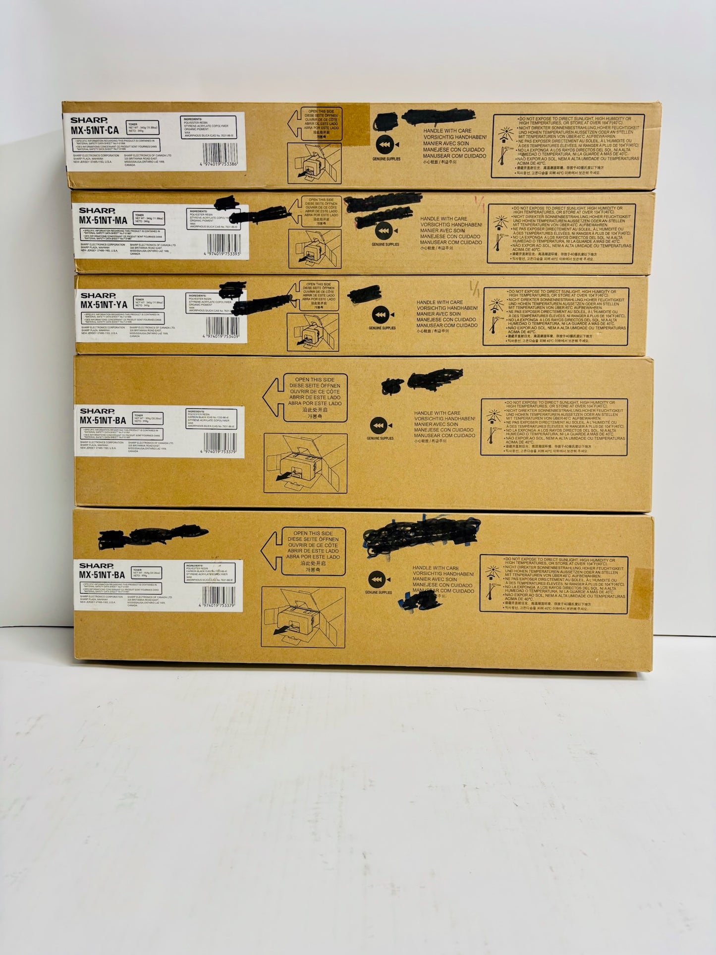 5 Genuine Sharp MX-4110,4111N,4112N,4140N,4141N,5110N MX-51NT CMYKK Toners