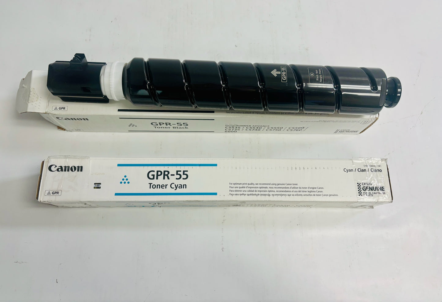 2 Open OEM Canon iRA C5535i,C5540i,C5550 Cyan & Black Toners GPR-55C, GPR-55K