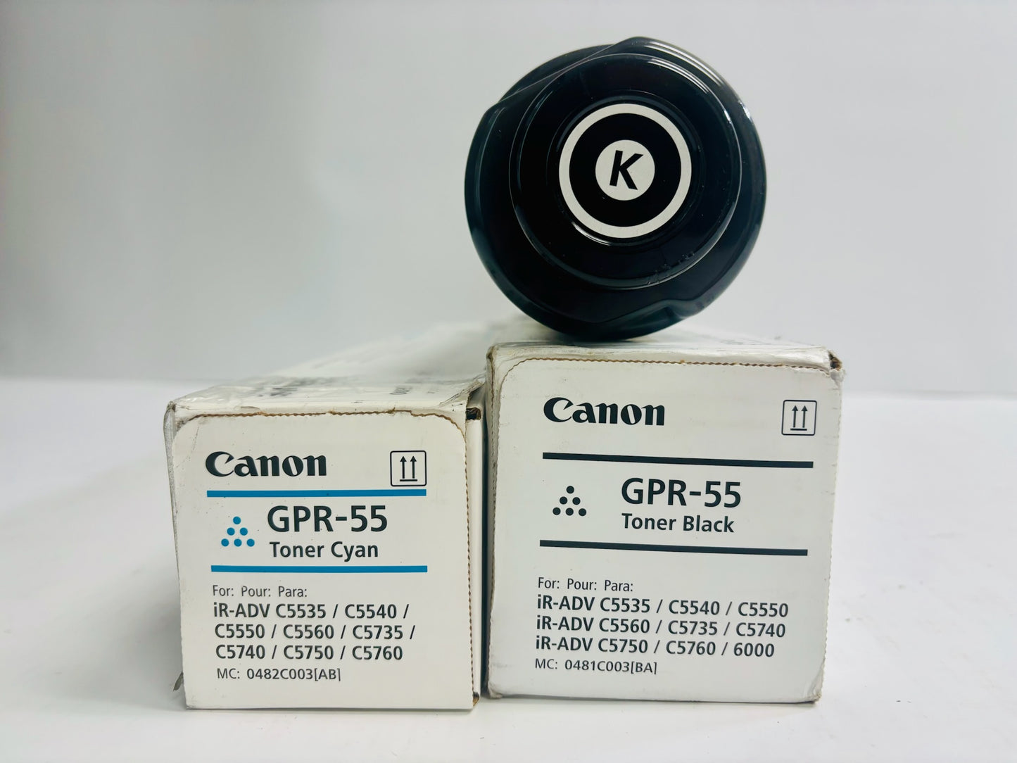 2 Open OEM Canon iRA C5535i,C5540i,C5550 Cyan & Black Toners GPR-55C, GPR-55K