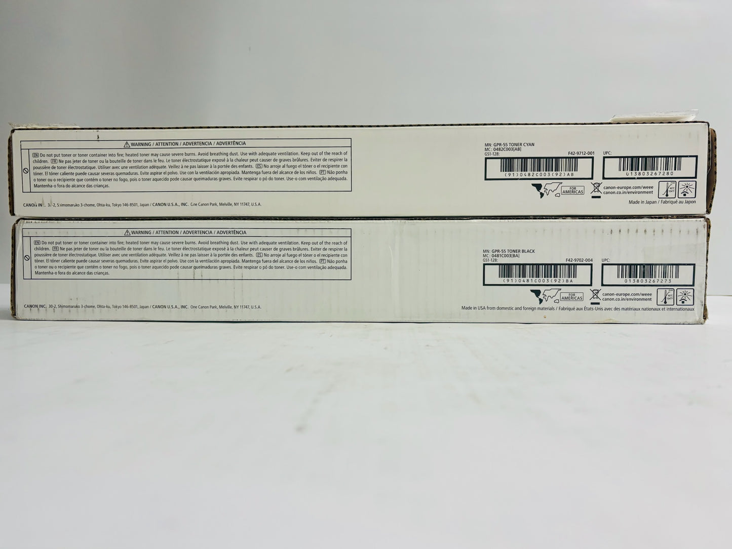 2 Open OEM Canon iRA C5535i,C5540i,C5550 Cyan & Black Toners GPR-55C, GPR-55K