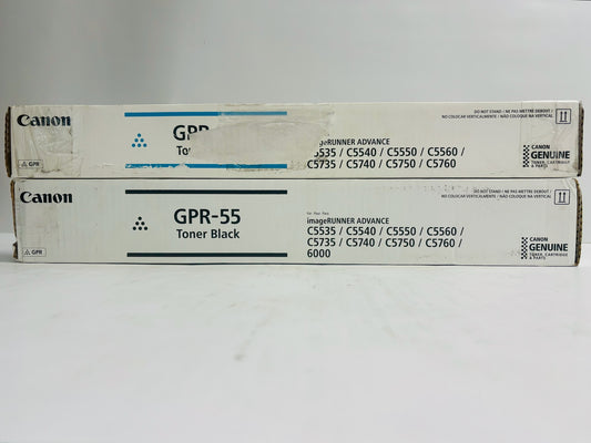 2 Open OEM Canon iRA C5535i,C5540i,C5550 Cyan & Black Toners GPR-55C, GPR-55K