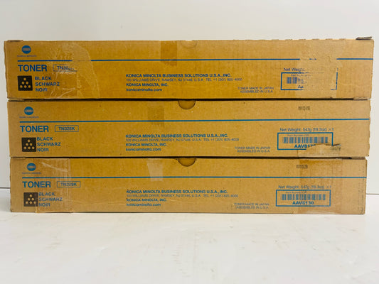 3 Genuine Konica Minolta Bizhub C250i,C300i,C360i TN328 Black Toners TN328K