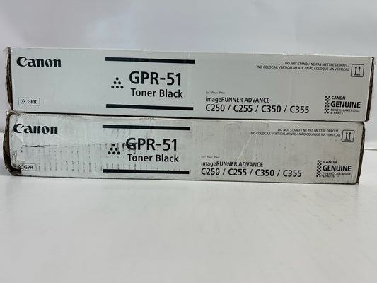 2 New Genuine Canon iR ADV C250,C350,C355 Black Toners GPR-51K 8516B003(92)BA