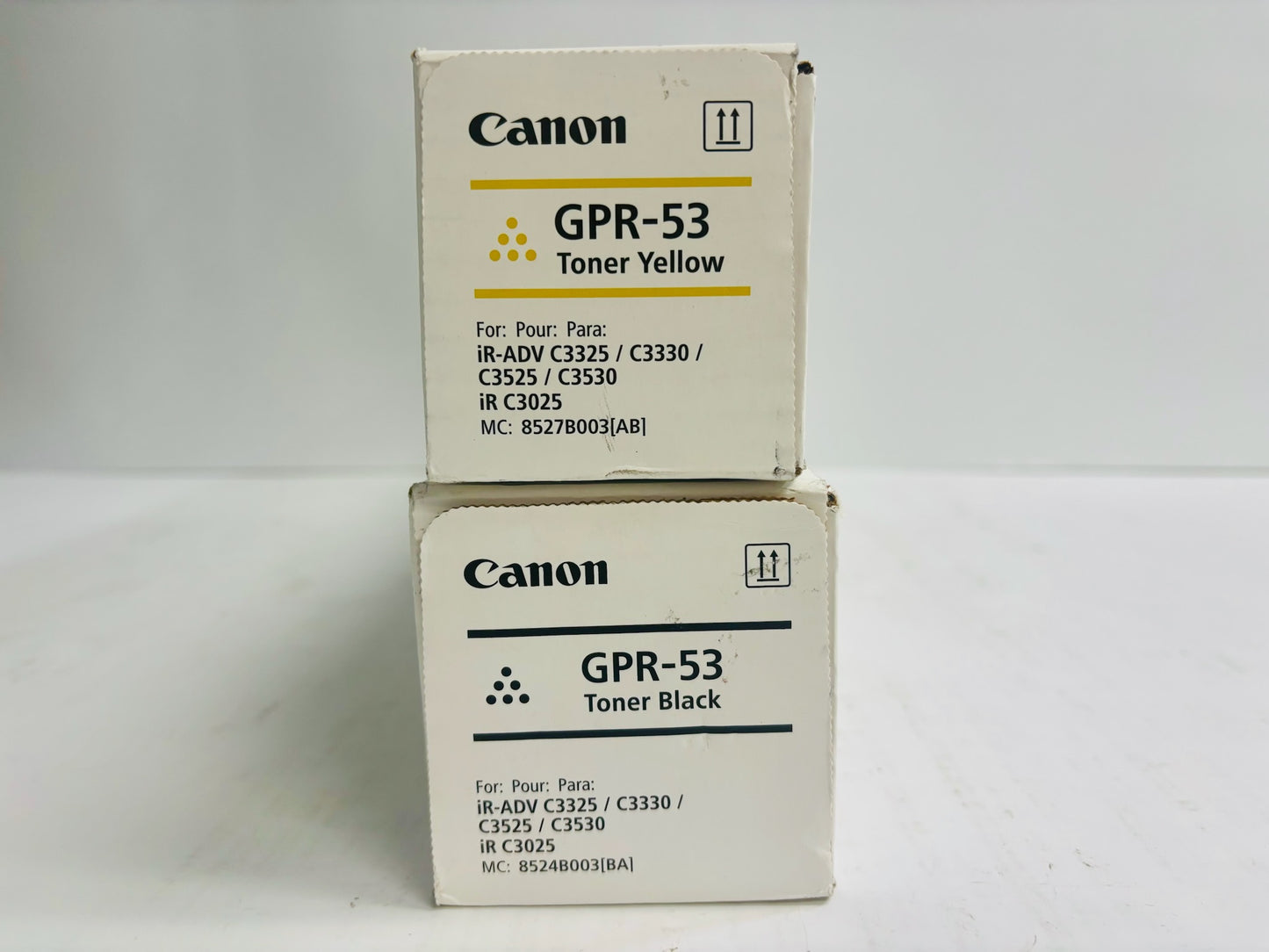 2 Genuine Canon iR Advance C3325,C3330,C3525 Yellow & Black Toner GPR-53Y, GPR-53K