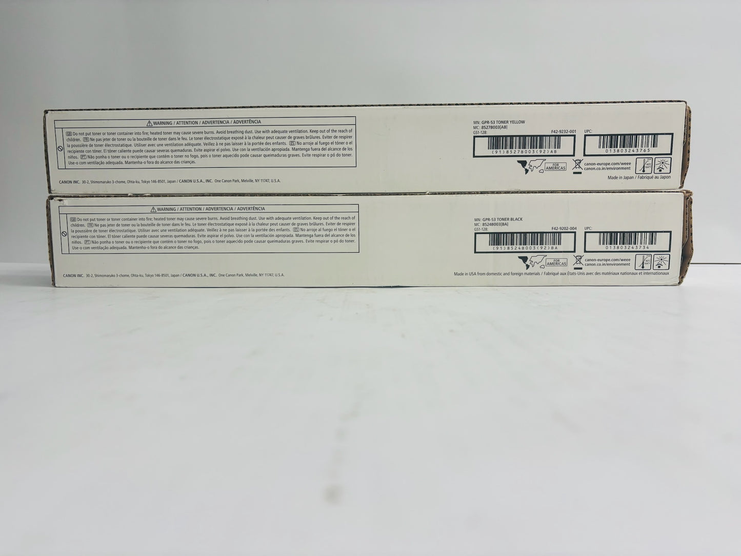 2 Genuine Canon iR Advance C3325,C3330,C3525 Yellow & Black Toner GPR-53Y, GPR-53K