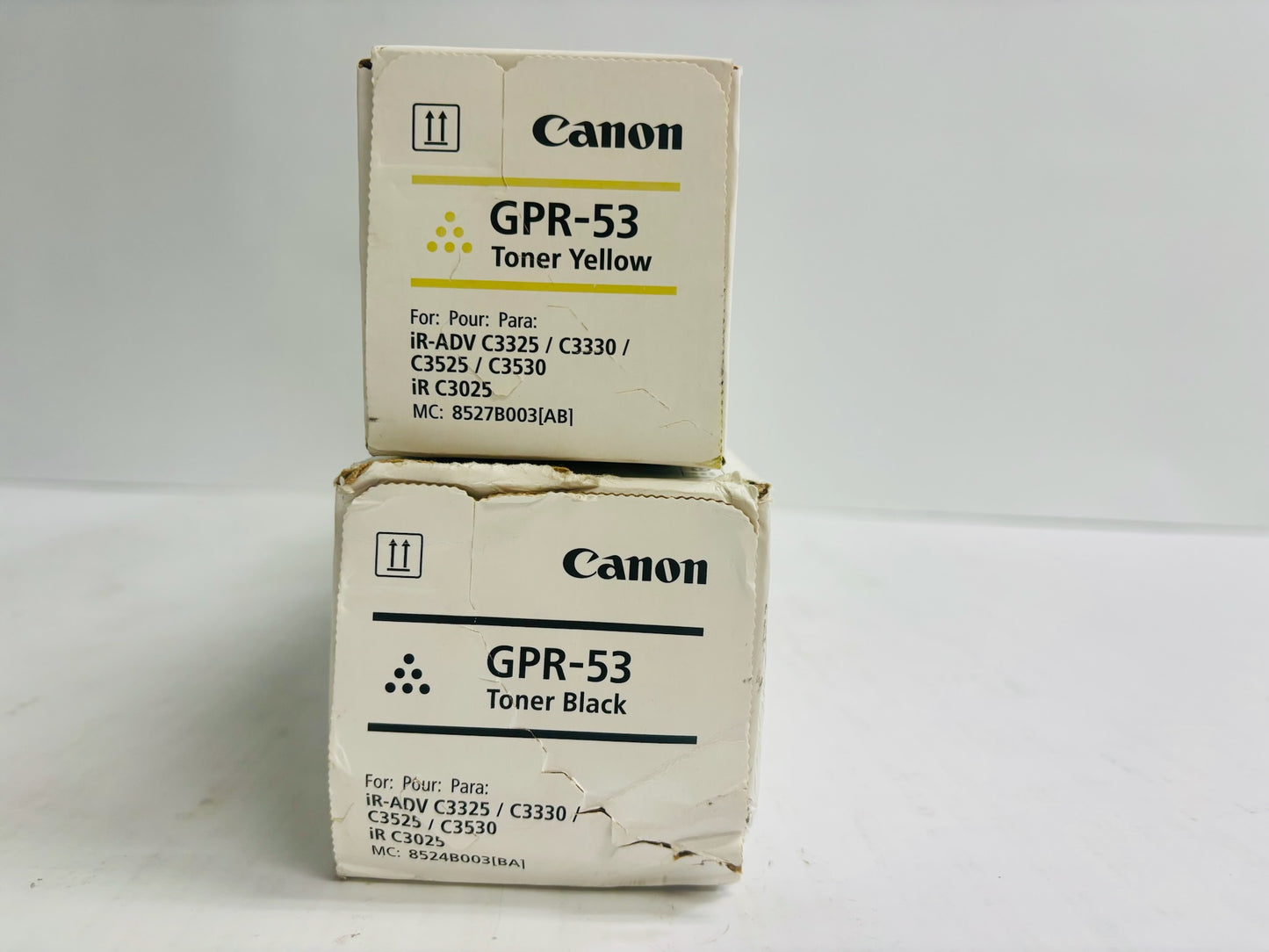 2 Genuine Canon iR Advance C3325,C3330,C3525 Yellow & Black Toner GPR-53Y, GPR-53K