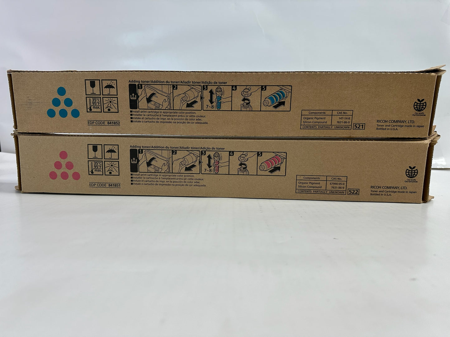 2 New OEM Ricoh, Savin,Lanier MP C4503, C5503,C6003,C6004 CM Toners  841852,51