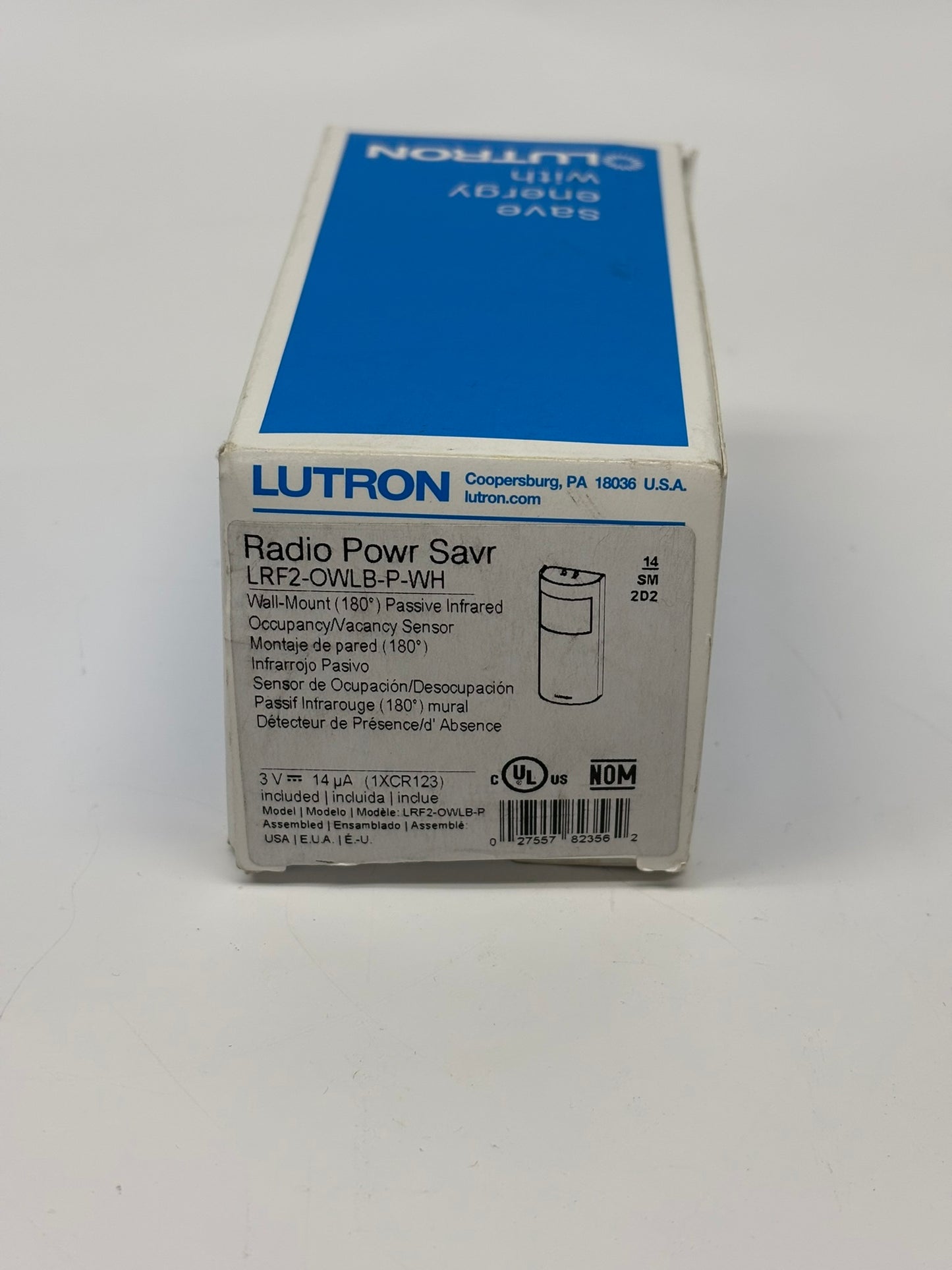Lutron LRF2-OWLB-P-WH Radio Powr Savr Wireless Occupancy / Vacancy Wall-Mount Sensor