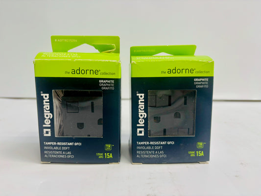 2PK Legrand adorne 15A Tamper-Resistant GFCI Outlet – Graphite AGFTR2152G4