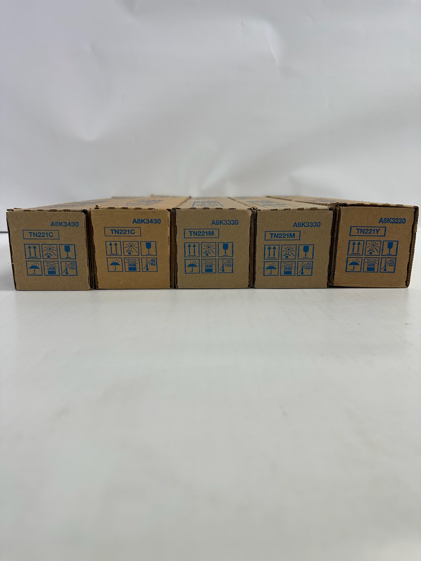 5 New Genuine Konica Minolta BizHub C227,C287 CCMMY Toners TN221 (NO Black)