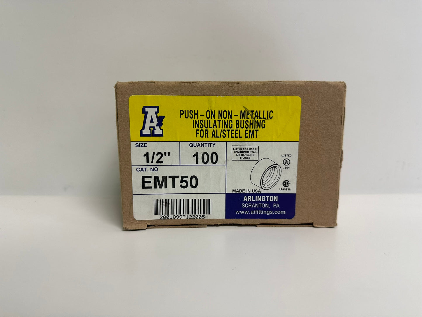 200 PK Arlington (EMT50) 1/2" Push On Insulating Bushing, AL/Steel EMT