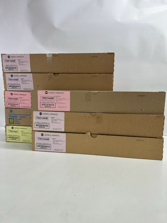 8 Genuine Konica Bizhub C458,C558,C658 MMMMMMYY Toners TN514(TN514AM,TN514AY)