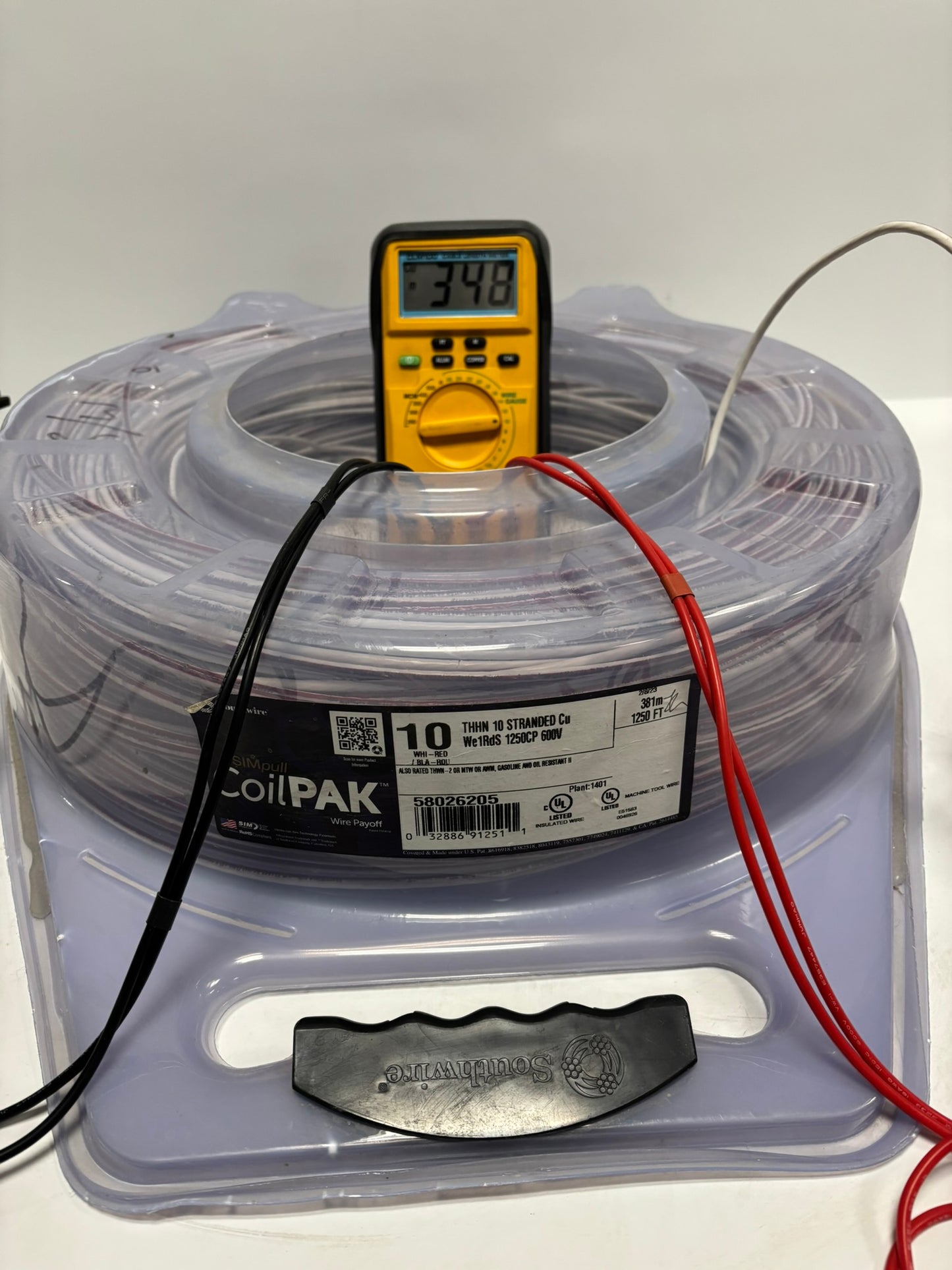58026205 SouthWire CoilPAK 1141Ft 348m Stranded 10 White Red THHN 600V Same Day Shipping