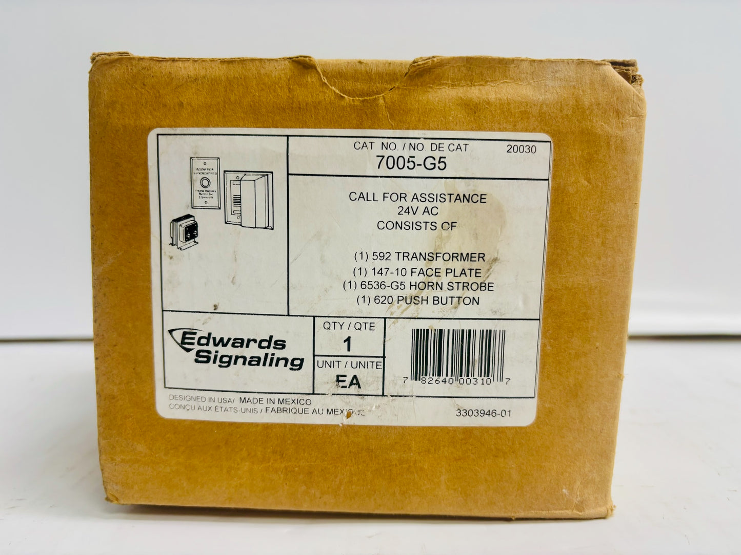 Edwards 7005-G5 24V AC/DC Audible & Visual Device (Horn Strobe Only, incomplete)