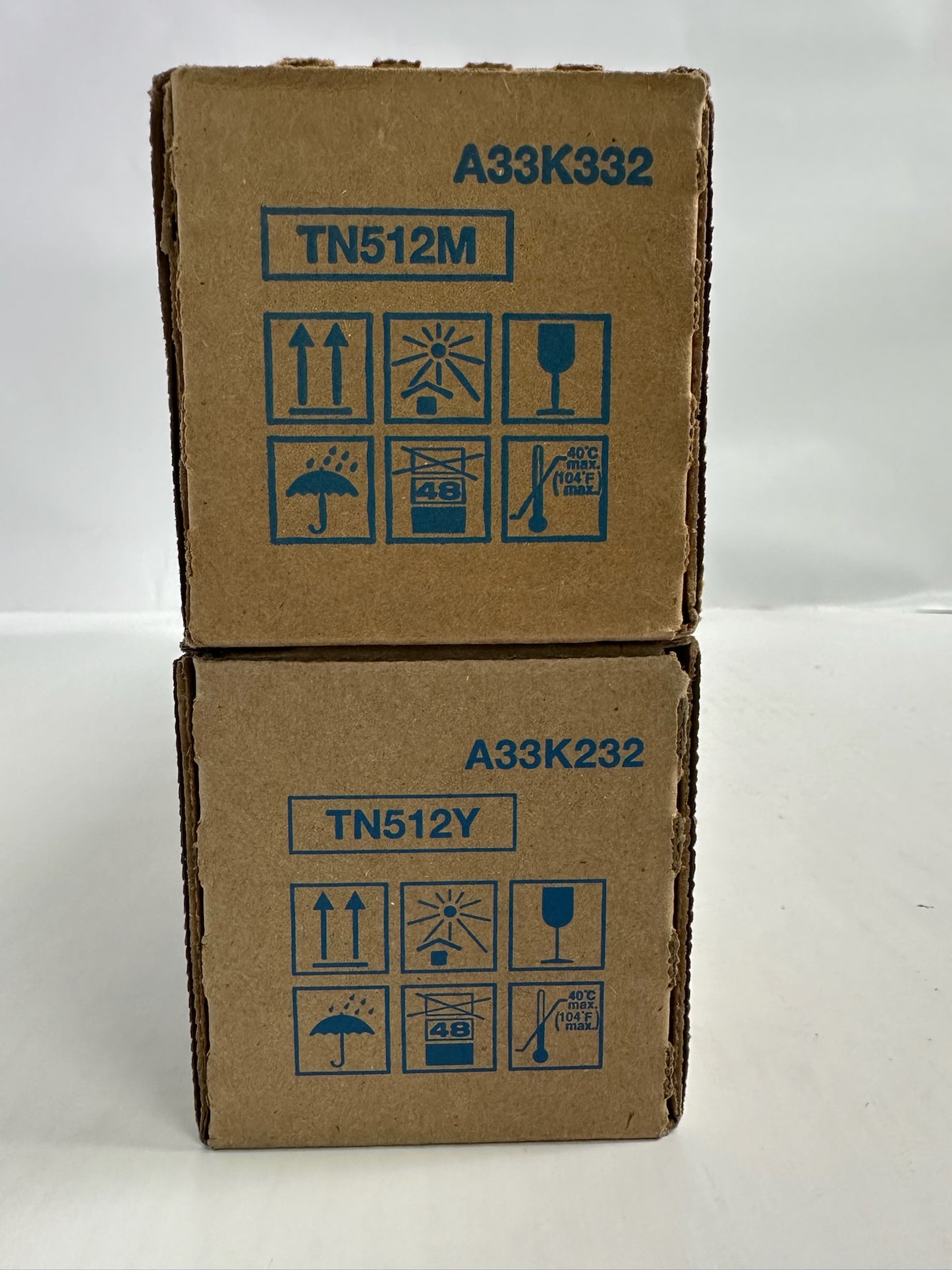 2 New Genuine Konica Bizhub C454,C454e,C554,C554e M,Y Toners TN512M, TN512Y
