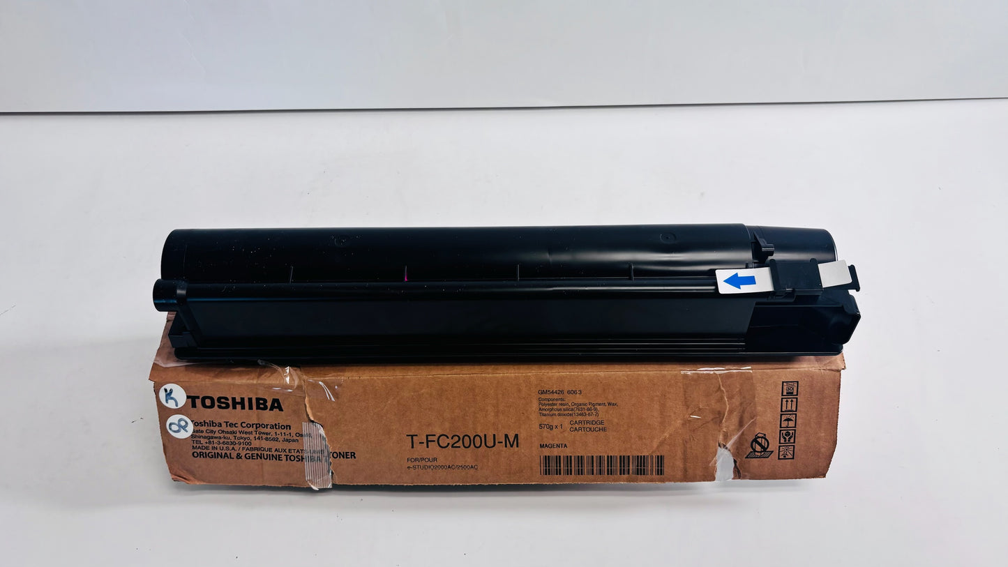 4 OEM Toshiba 2000AC, 2500AC CMYK Toners T-FC200U-CMYK (Open Mag & Black)