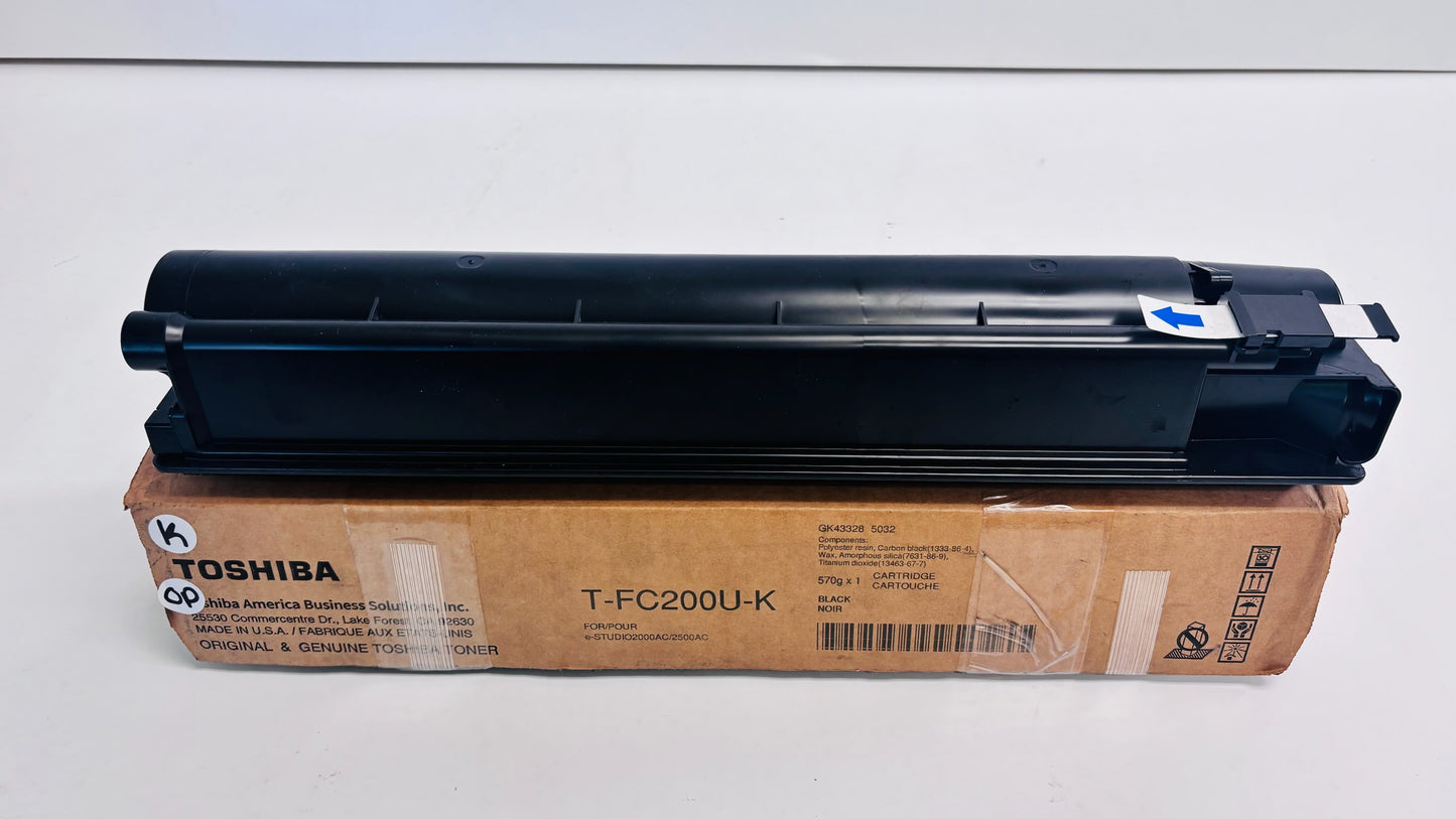4 OEM Toshiba 2000AC, 2500AC CMYK Toners T-FC200U-CMYK (Open Mag & Black)
