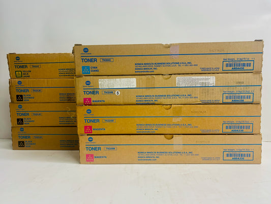 8 Genuine Konica Minolta Bizhub C258,C308,C368 CMMMYKKK Toners TN324