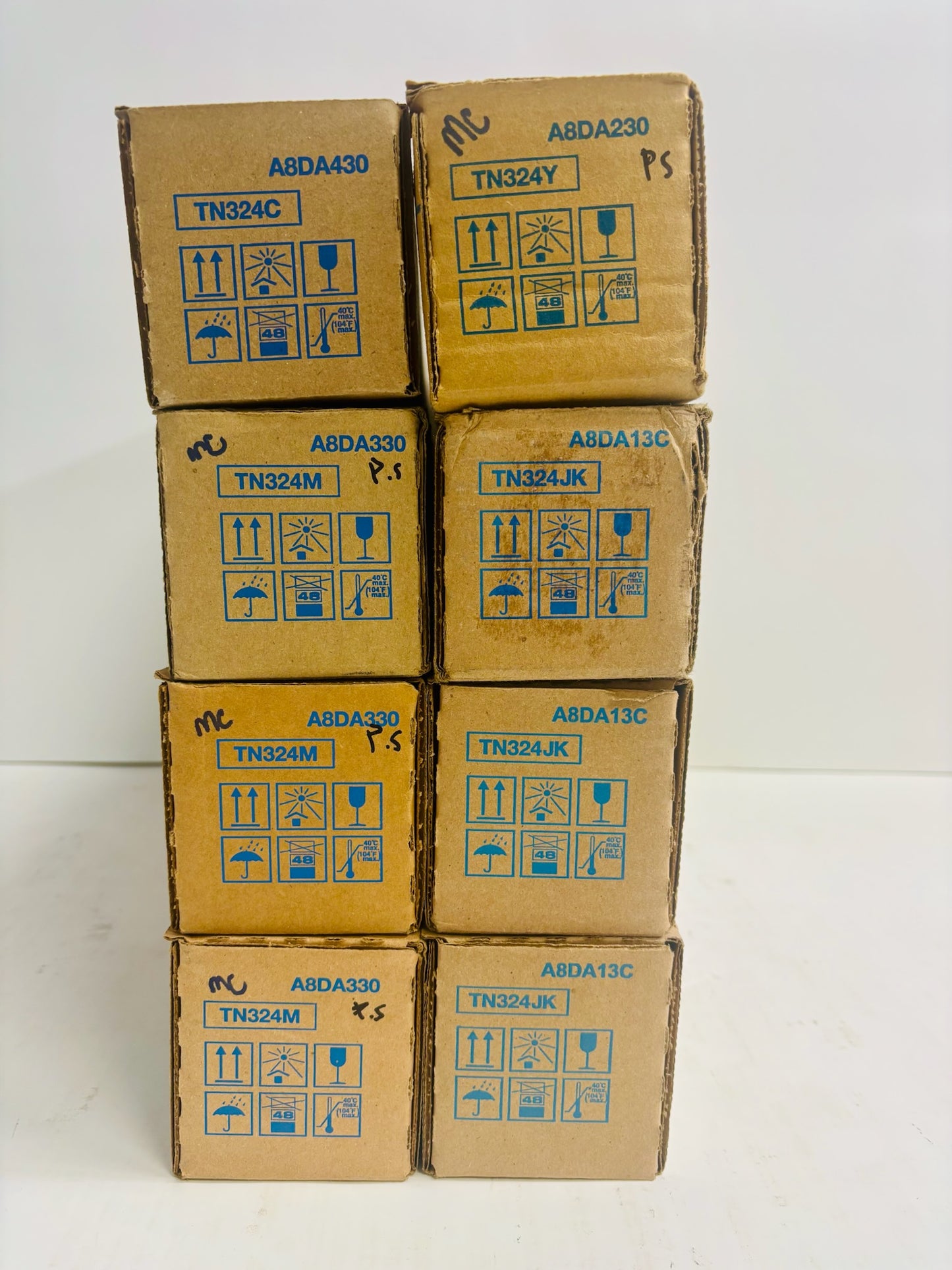 8 Genuine Konica Minolta Bizhub C258,C308,C368 CMMMYKKK Toners TN324