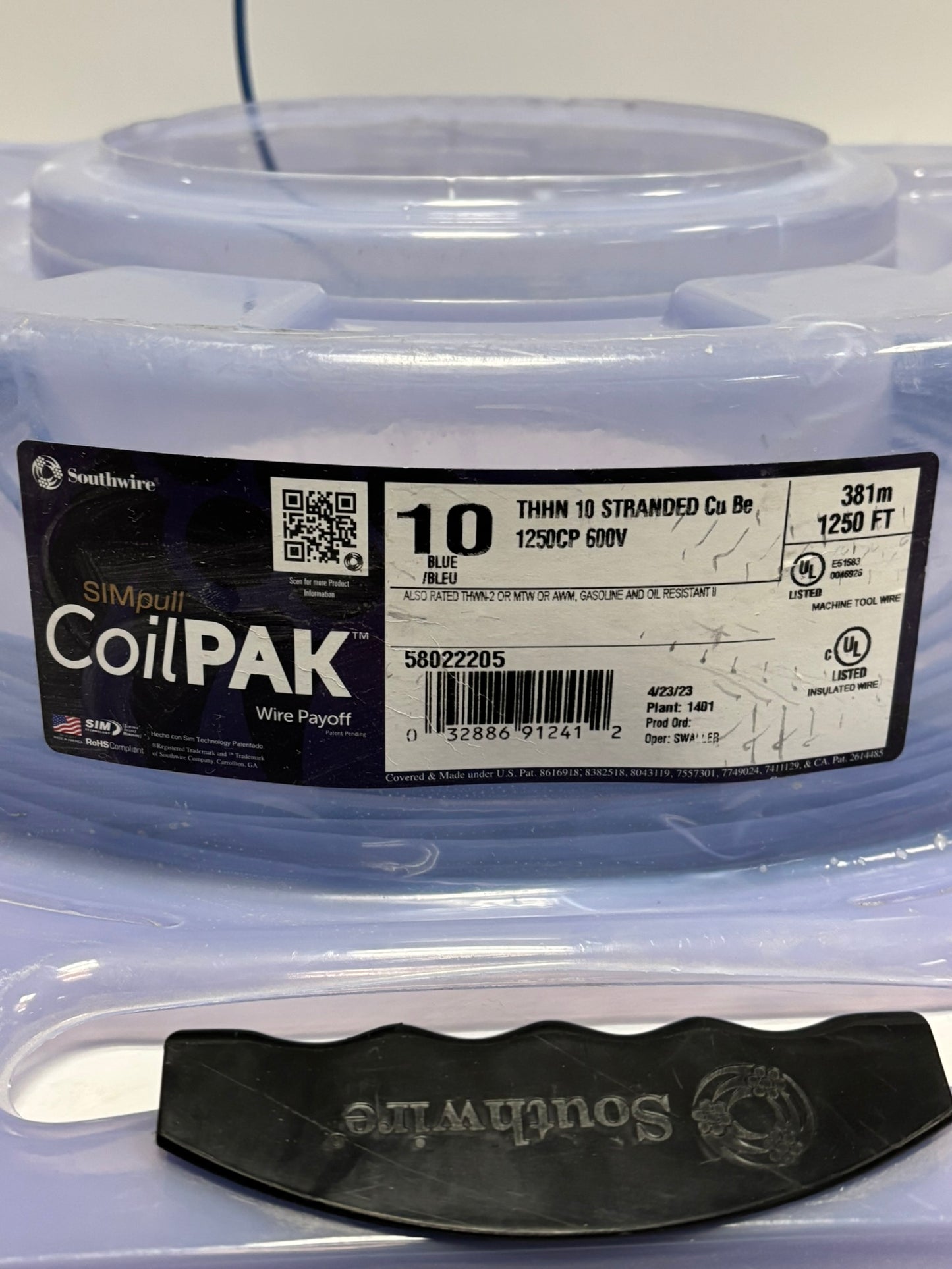 58022205 SouthWire CoilPAK 82Ft 25m Stranded 10 Blue THHN 600V Same Day Shipping