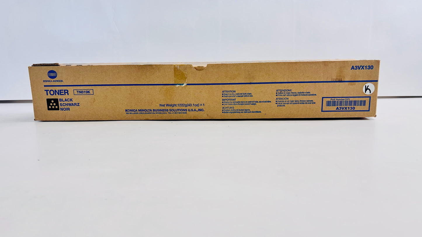 Open Genuine Konica Minolta C2060, C1070P, C4070 Black Toner TN619K (A3VX130)