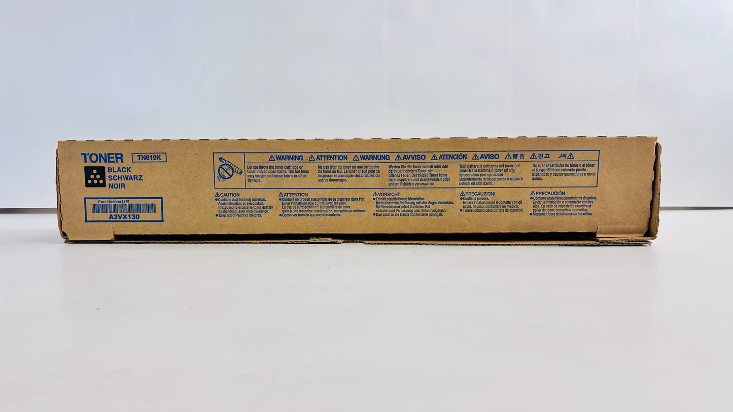 Open Genuine Konica Minolta C2060, C1070P, C4070 Black Toner TN619K (A3VX130)