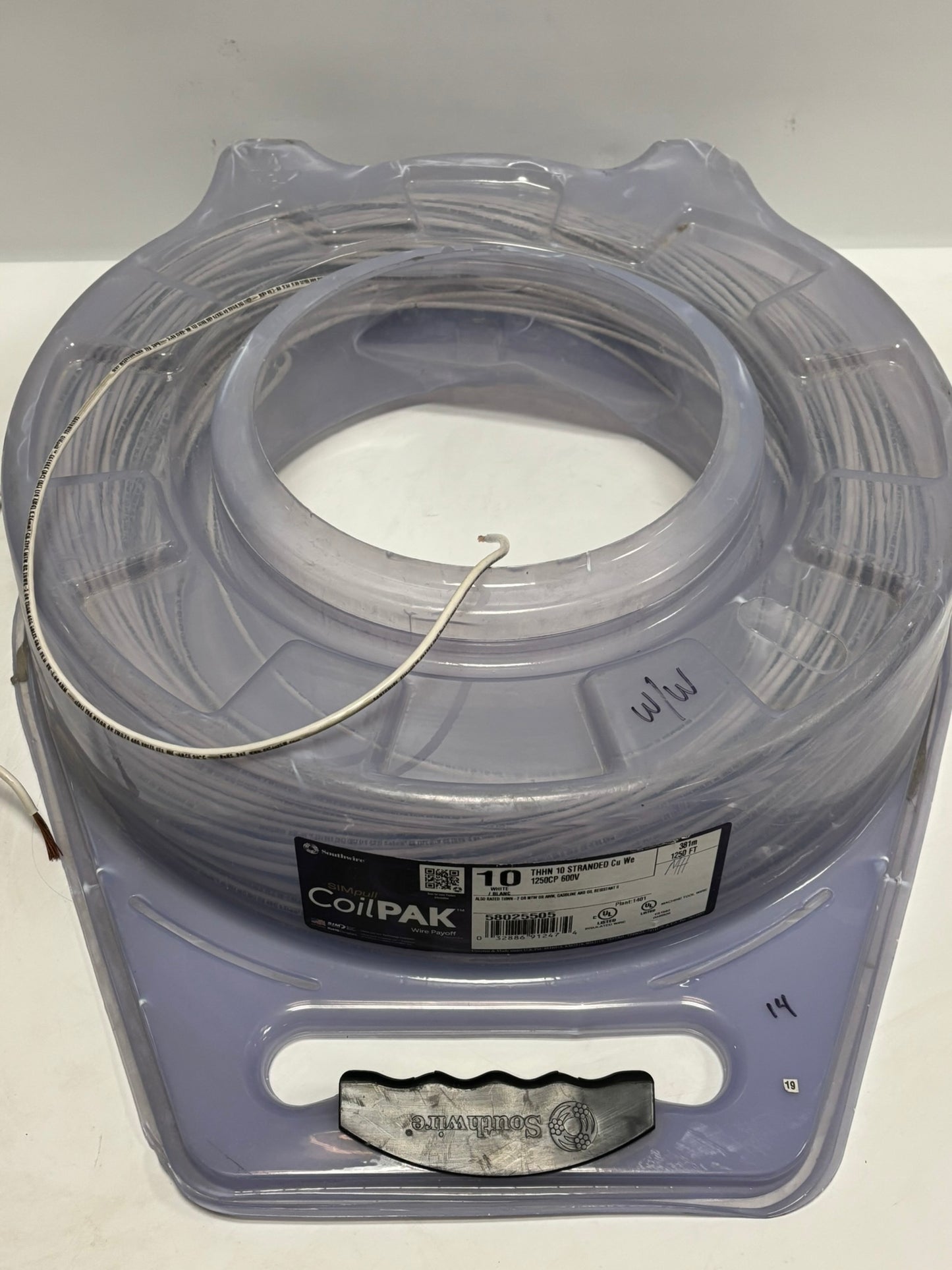 58025505 SouthWire CoilPAK 541Ft 165m Stranded 10 White THHN 600V Same Day Shipping